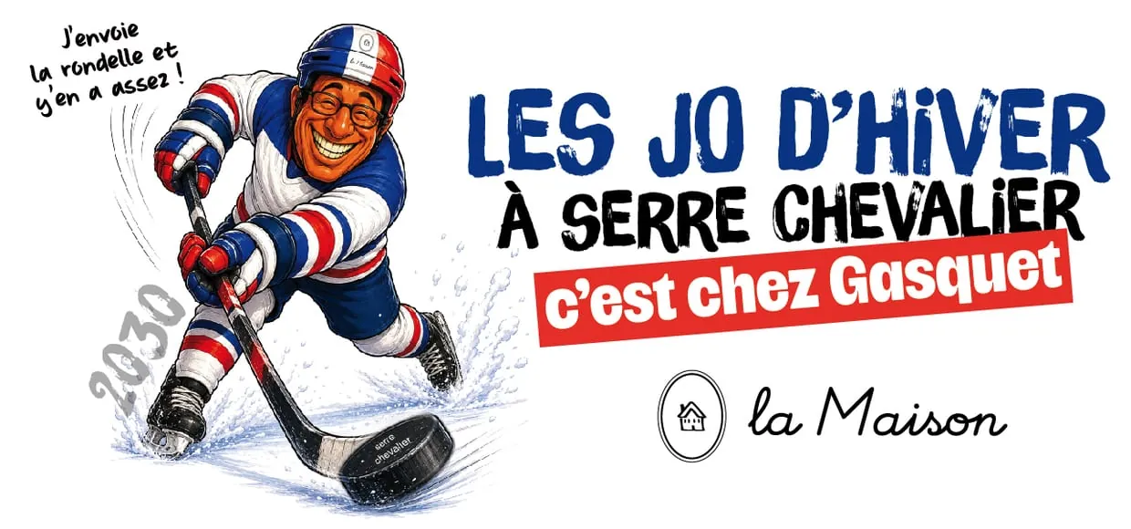Motif mug La Maison Gasquet — caricature hockey : « J'envoie la rondelle et y'en a assez ! »